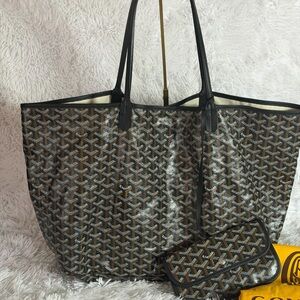 💞💞 Goyard Saint Louis GM Black Tote Bag with Matching Pouch